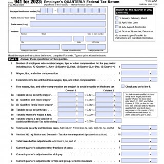 IRS Form 941 for 2023. Employer’s QUARTERLY Federal Tax Return