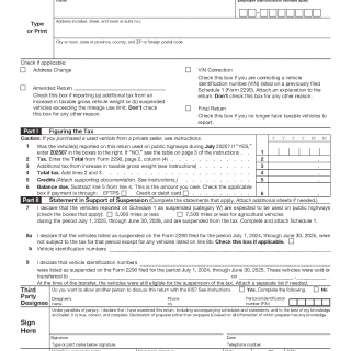 IRS Form 2290. Heavy Highway Vehicle Use Tax Return