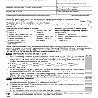 IRS Form 3115. Application for Change in Accounting Method