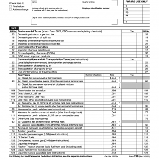 IRS Form 720. Quarterly Federal Excise Tax Return