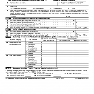 IRS Form 8938. Statement of Specified Foreign Financial Assets