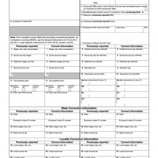 IRS Form W-2 C. Corrected Wage and Tax Statements
