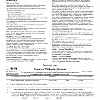 Form IRS W-4V. Voluntary Withholding Request | Forms - Docs - 2023