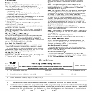 Form IRS W-4V. Voluntary Withholding Request