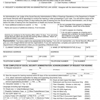 Form HA-501-U5. Request for Hearing by Administrative Law Judge