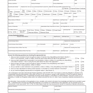 Form HSMV 71141. Driver's License Hazardous Materials Endorsement Application - Florida