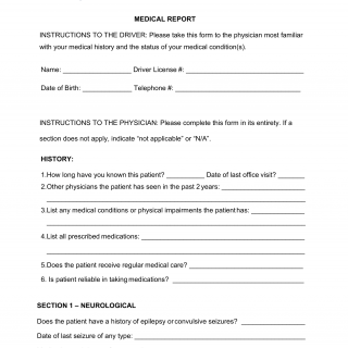 Form HSMV 72423. Medical Report - Florida