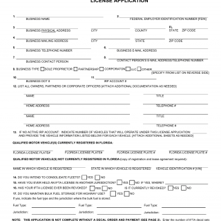 Form HSMV 85008. International Fuel Tax Agreement, Florida Application - Florida
