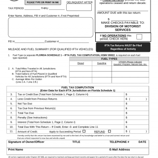 Form HSMV 85921. International Fuel Tax Agreement, Florida Tax Return - Florida