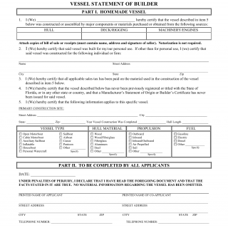Form HSMV 87002. Vessel Statement of Builder - Florida