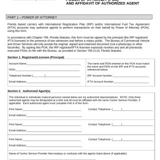 Form HSMV 96440. IRP/IFTA Power of Attorney and Instructions - Florida