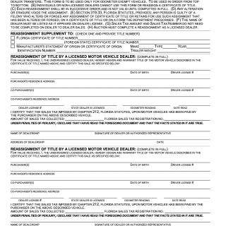 Form HSMV 82091. Reassignment Supplement to a Certificate of Title