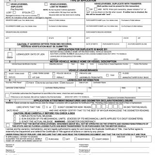 Form HSMV 82101. Application For Duplicate Or Lost In Transit ...