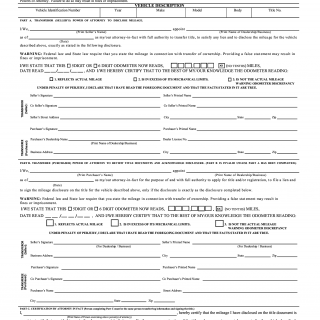 Form HSMV 82995. Application for Motor Vehicle Power of Attorney/Odometer Disclosure
