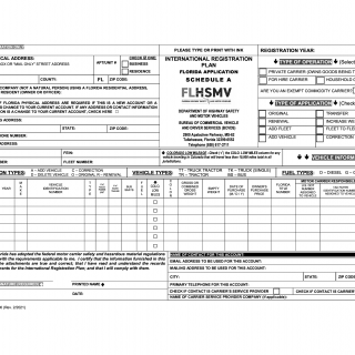 Form HSMV 85900. International Registration Plan, Florida Application