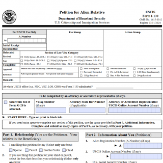 Form I-130. Petition for Alien Relative