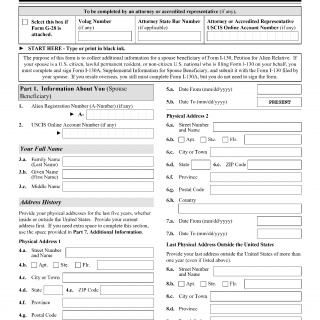 Form I-130A. Supplemental Information for Spouse Beneficiary