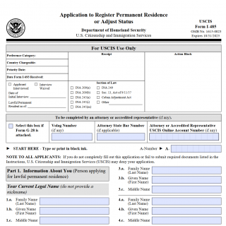 Form I-485. Application to Register Permanent Residence or Adjust Status