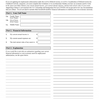 Form I-765WS. Form I-765 Worksheet