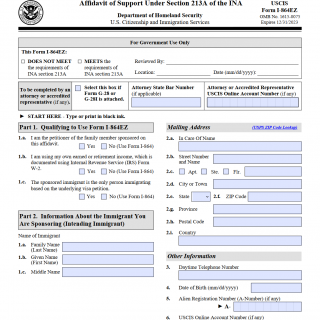 Form I-864EZ. Affidavit of Support Under Section 213A of the Act