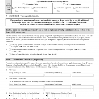 Form I-912. Request for Fee Waiver