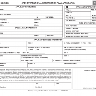 Form CFT IRP 22. International Registration Plan (IRP) Application - Illinois