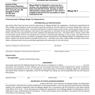 Form CFT MT 14B. Mileage Weight Tax Registration Affirmation and Certification - Illinois