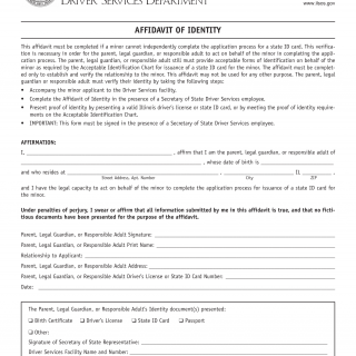 Form DSD A 210. Affidavit of Identity - Illinois