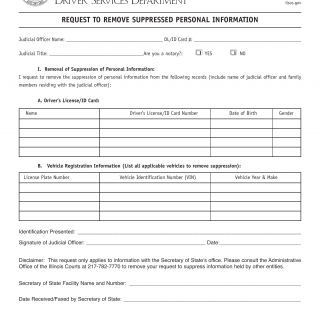 Form DSD A 276. Request To Remove Suppressed Personal Information - Illinois