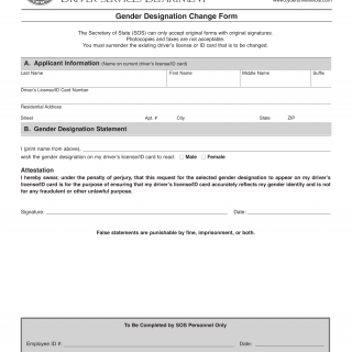 Form DSD A 329. Gender Designation Change Form - Illinois
