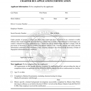 Form DSD CB 1. Charter Bus Application/Certification - Illinois