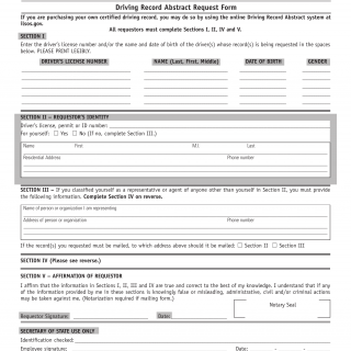 Form DSD DC 164. Driving Record Abstract Request Form - Illinois