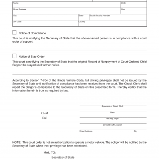 Form DSD FR 6. Compliance of Family Financial Responsibility Law - Illinois