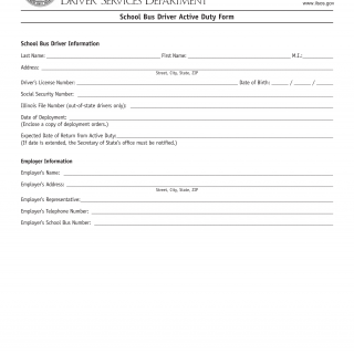 Form DSD SB 16. School Bus Driver Active Duty Form - Illinois
