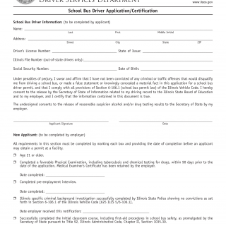 Form DSD SB 2. School Bus Driver Application/Certification - Illinois