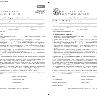 Form DSD SB 3. School Bus Driver Employer Notification/Removal Form - Illinois
