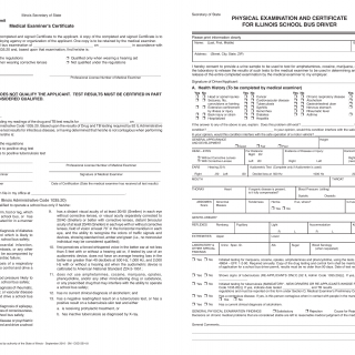 Form DSD SB 4. School Bus Driver - Physical Examination and Certificate for Illinois - Illinois