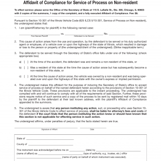 Form EX-3. Affidavit of Compliance for Service of Process on Non-resident - Illinois