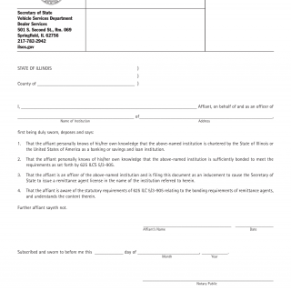 Form RA 17. Bond Affidavit for Remittance Agents - Illinois