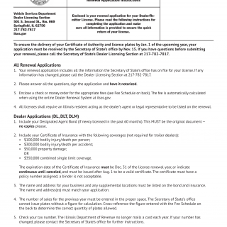 Form RT DS 29. Renewal Application Instructions - Illinois