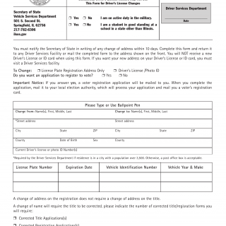 Form VSD 165. Notice of Address Change - Illinois