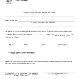 Form VSD 327. Leased Vehicle Registration Affirmation - Illinois