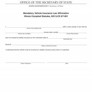 Form VSD 344. Mandatory Vehicle Insurance Law Affirmation - Illinois