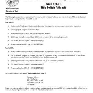 Form VSD 624. Fact Sheet - Title Switch - Illinois