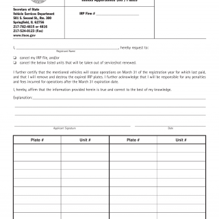 Form VSD 674. Request for Cancellation of Illinois Apportioned (IRP) Plates - Illinois