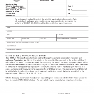 Form VSD 696. Affirmation Statement for Conservation Plates - Illinois
