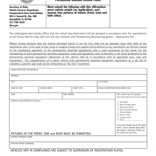 Form VSD 697. Affirmation Statement for Permanently Mounted License Plates - Illinois