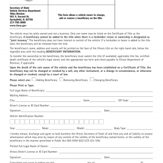 Form VSD 773. Beneficiary Affidavit - Illinois