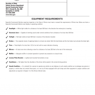 Form VSD 841. Special Constructed Motorcycle Equipment Requirements - Illinois