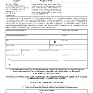 Form VSD 878. Covered Farm Vehicle Application - Illinois